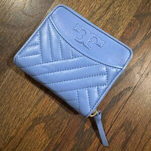 *NEW* TORY BURCH Alexa Quilted Leather Medium Zip Around Wallet (periwinkle)